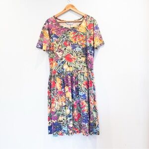 Kittens Vintage 1990's Floral Drop Waist Midi Dress Size Large USA Made